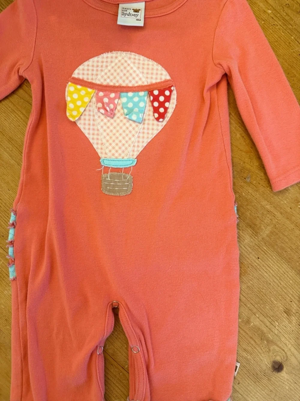 Coral Hot Air Balloon Appliqué Footie - Kids